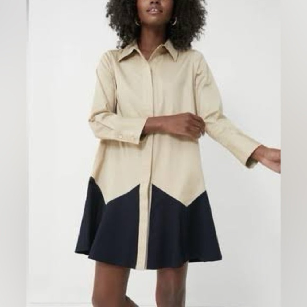 Tuckernuck Sand Roux Beige and Black Long Sleeve Shirt Dress